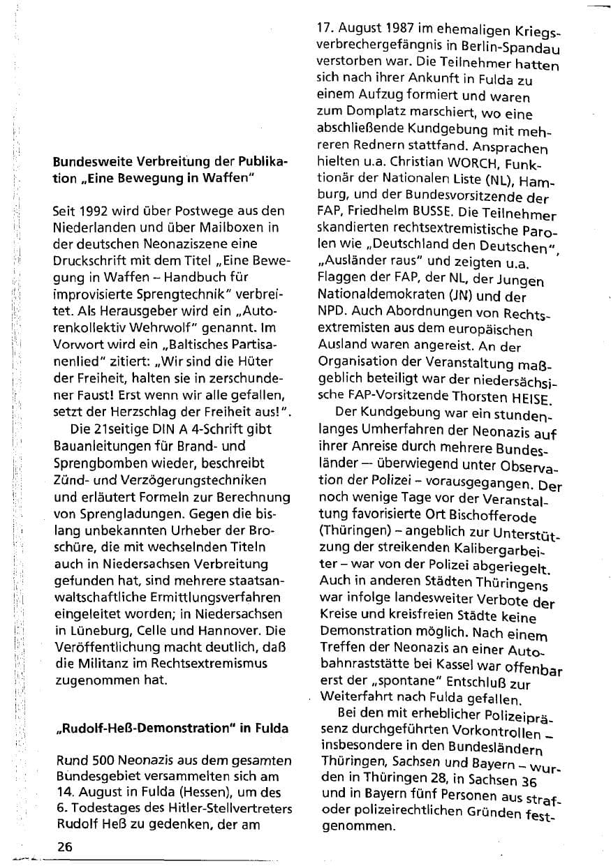 Seite 26 des Verfassungsschutzbericht 1993 Niedersachsen