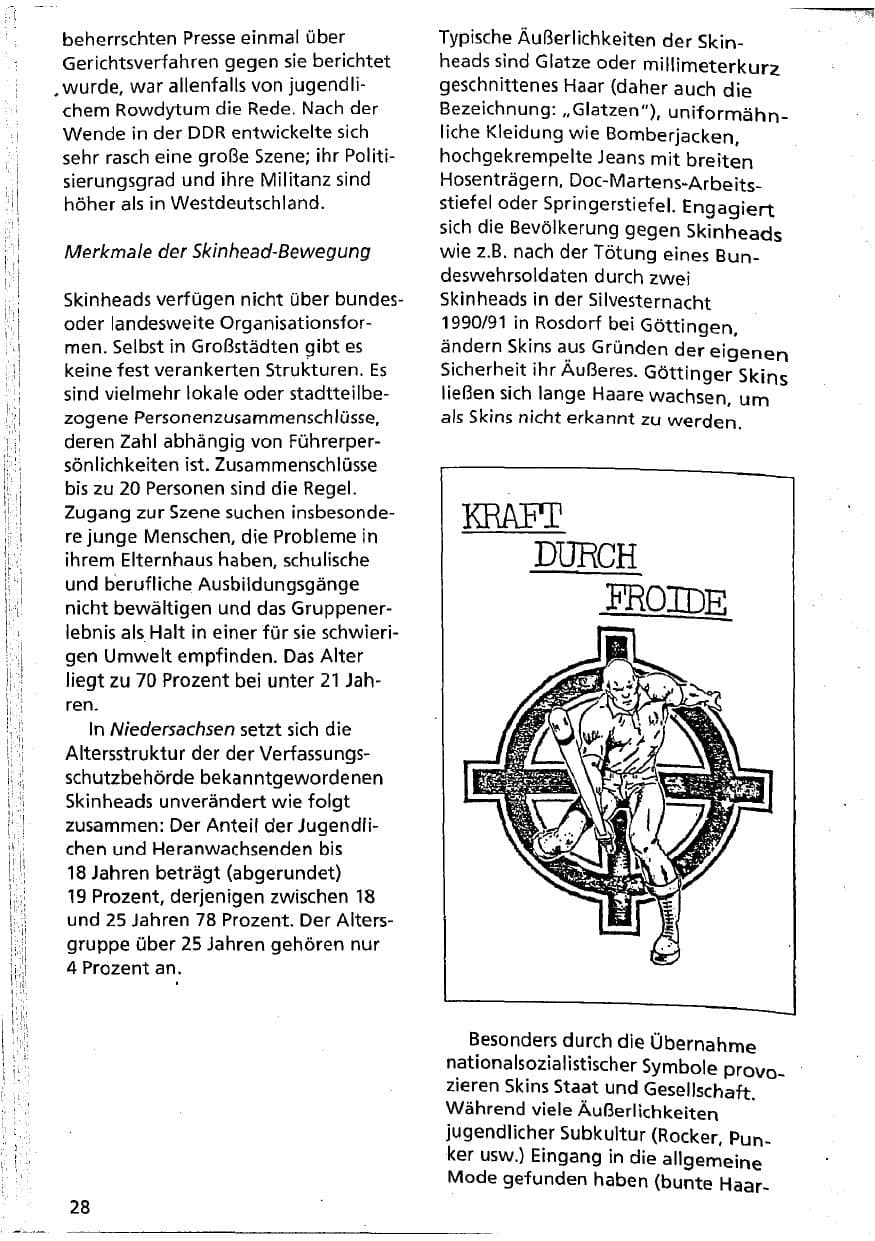 Seite 28 des Verfassungsschutzbericht 1993 Niedersachsen