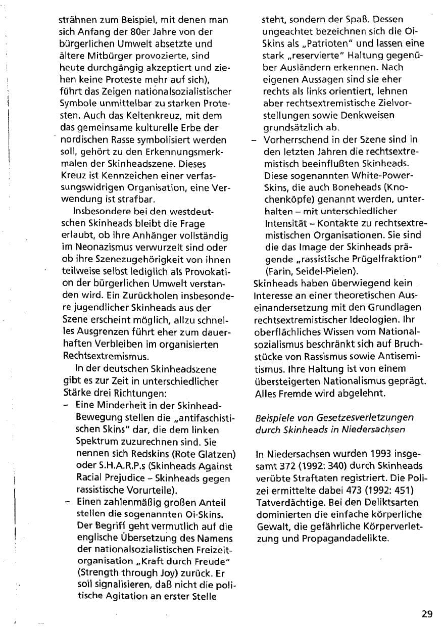 Seite 29 des Verfassungsschutzbericht 1993 Niedersachsen