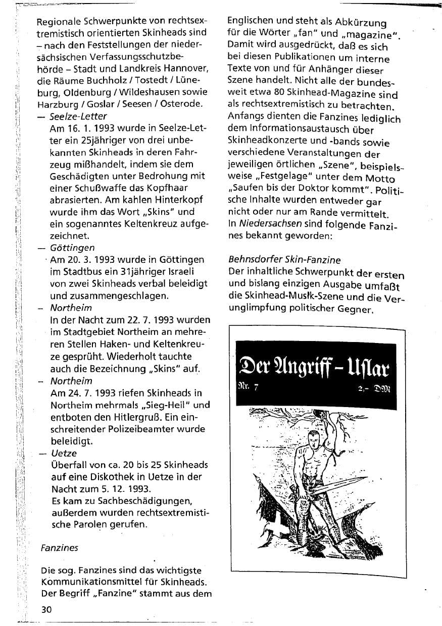 Seite 30 des Verfassungsschutzbericht 1993 Niedersachsen