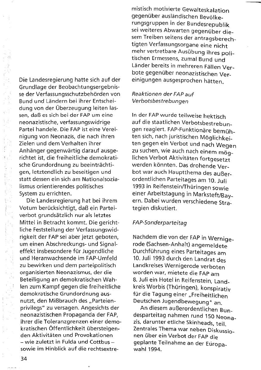 Seite 34 des Verfassungsschutzbericht 1993 Niedersachsen