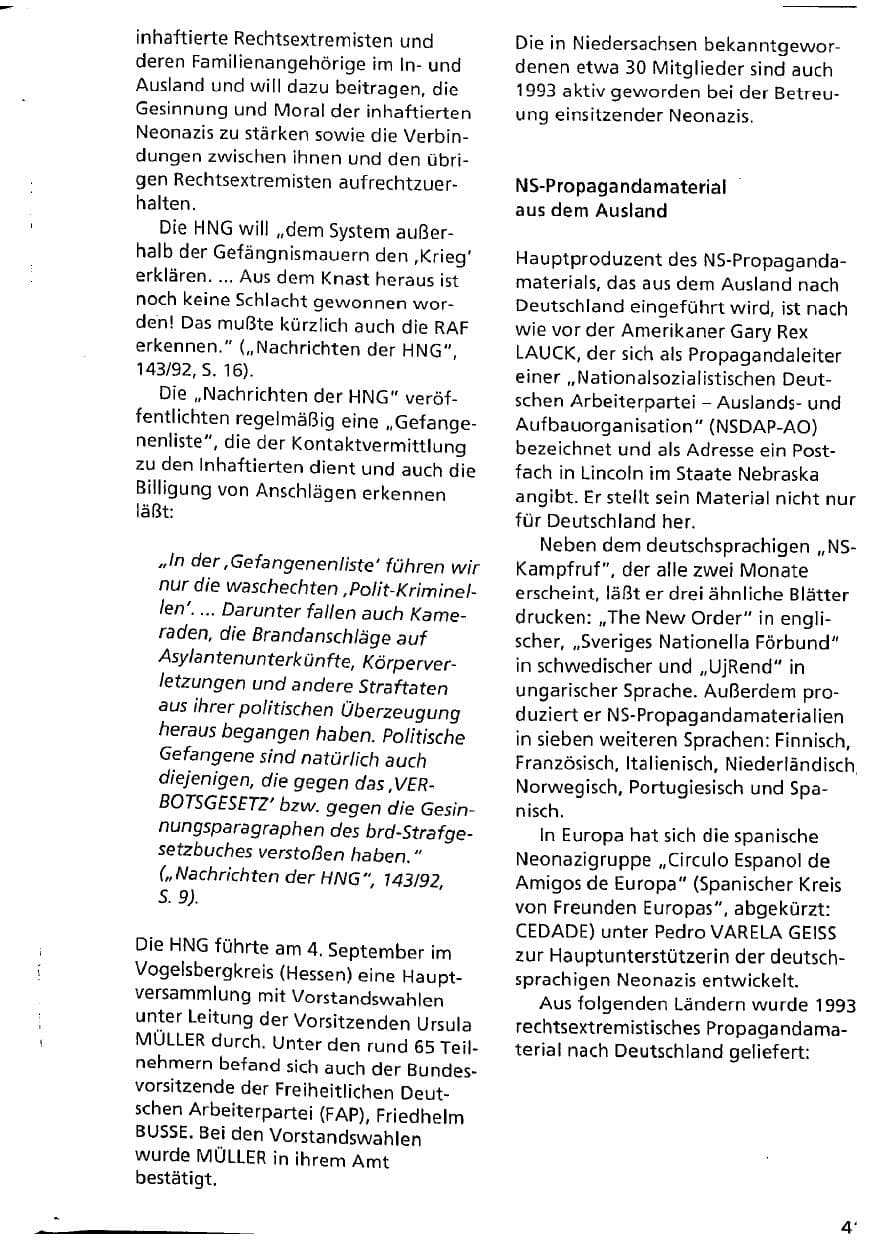 Seite 41 des Verfassungsschutzbericht 1993 Niedersachsen