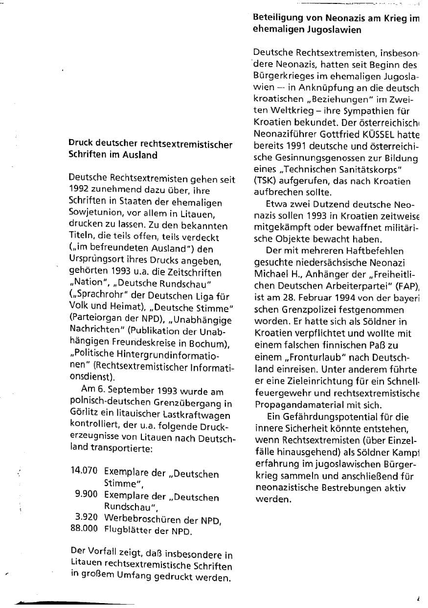 Seite 43 des Verfassungsschutzbericht 1993 Niedersachsen