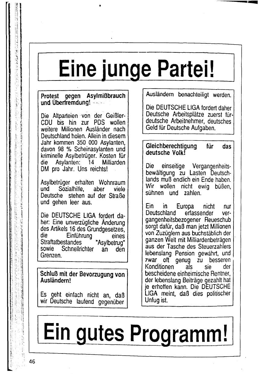 Seite 46 des Verfassungsschutzbericht 1993 Niedersachsen