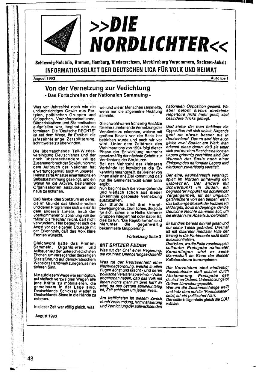 Seite 48 des Verfassungsschutzbericht 1993 Niedersachsen