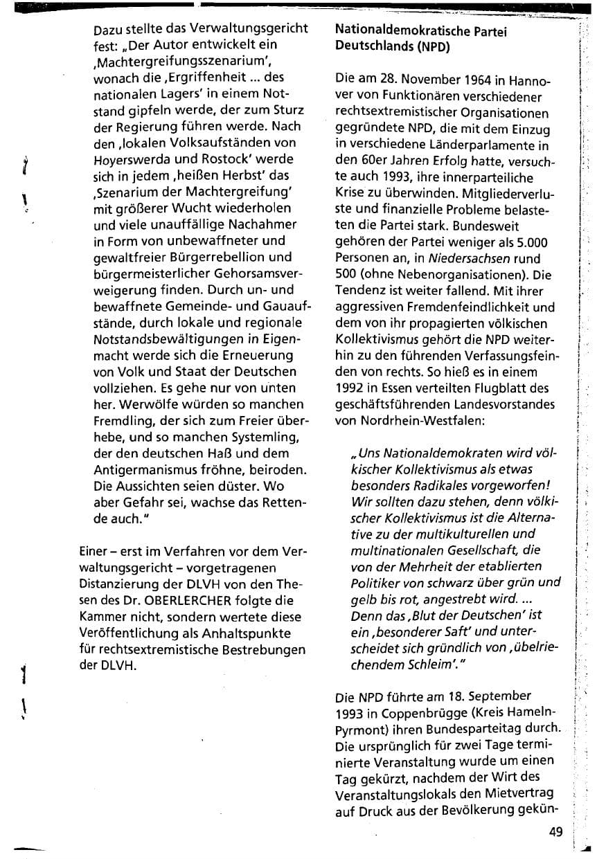 Seite 49 des Verfassungsschutzbericht 1993 Niedersachsen