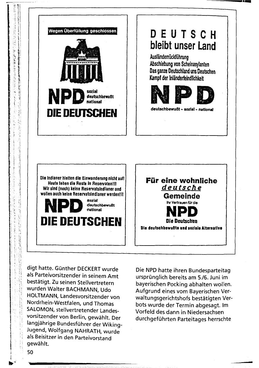 Seite 50 des Verfassungsschutzbericht 1993 Niedersachsen
