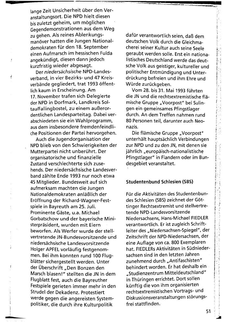 Seite 51 des Verfassungsschutzbericht 1993 Niedersachsen