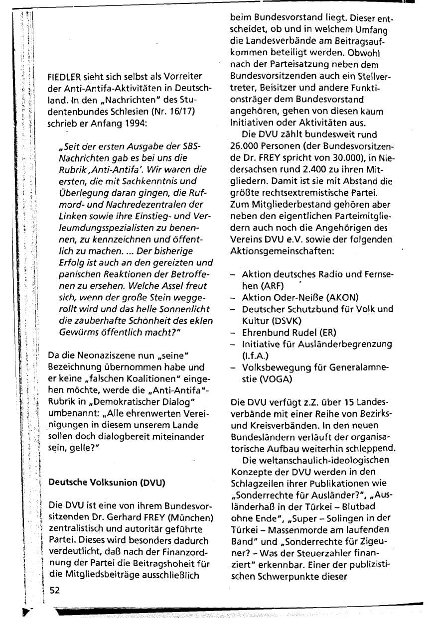 Seite 52 des Verfassungsschutzbericht 1993 Niedersachsen