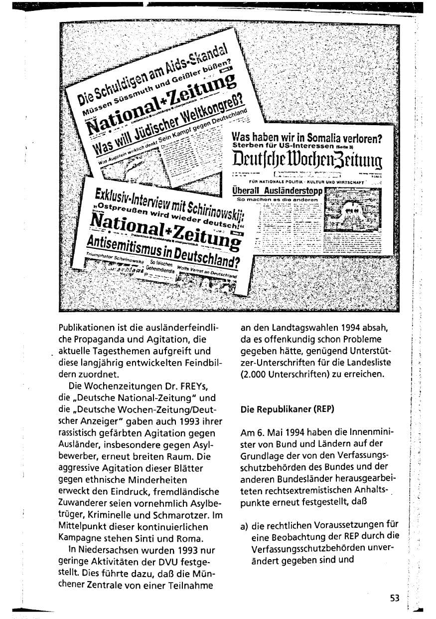Seite 53 des Verfassungsschutzbericht 1993 Niedersachsen