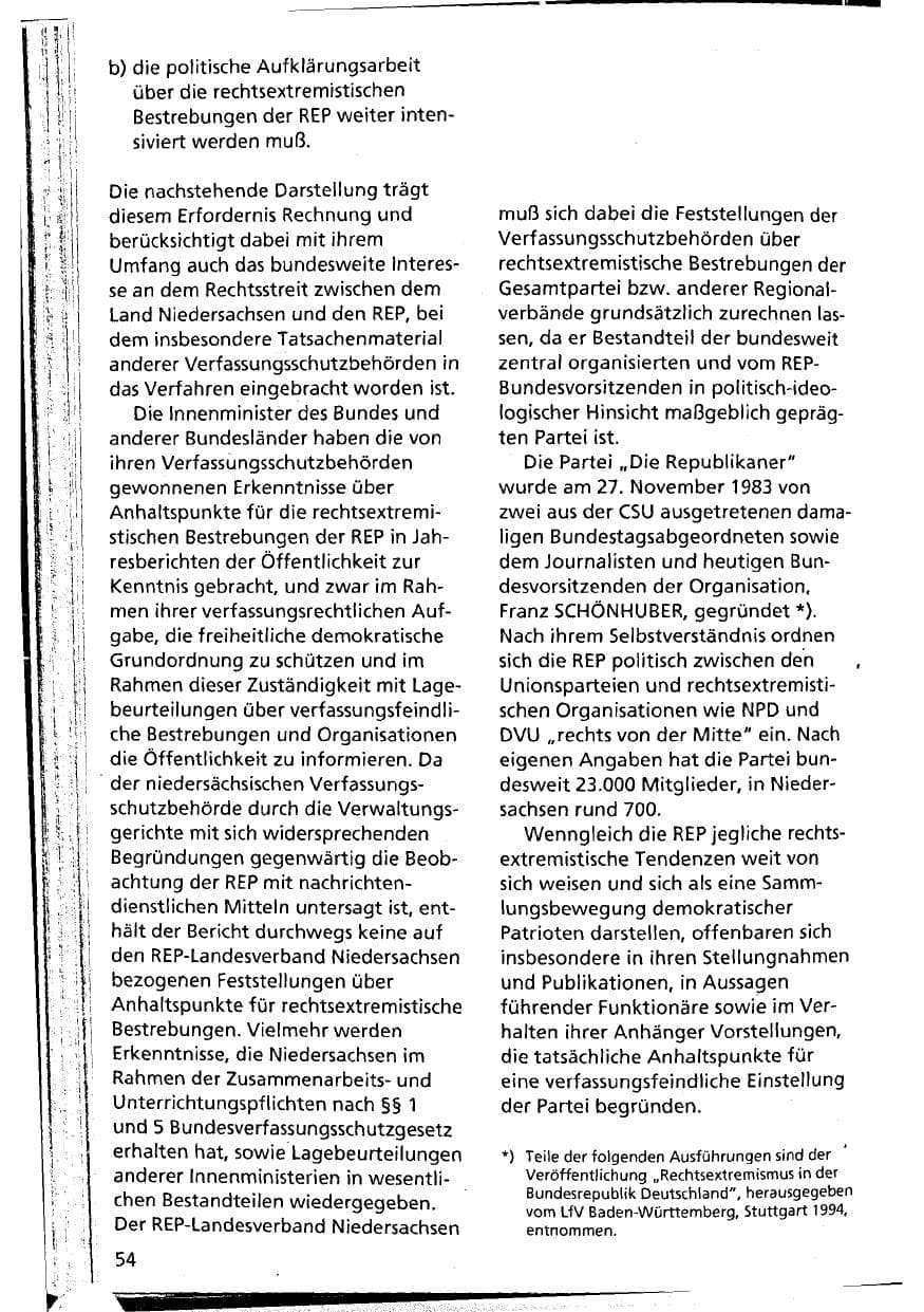 Seite 54 des Verfassungsschutzbericht 1993 Niedersachsen