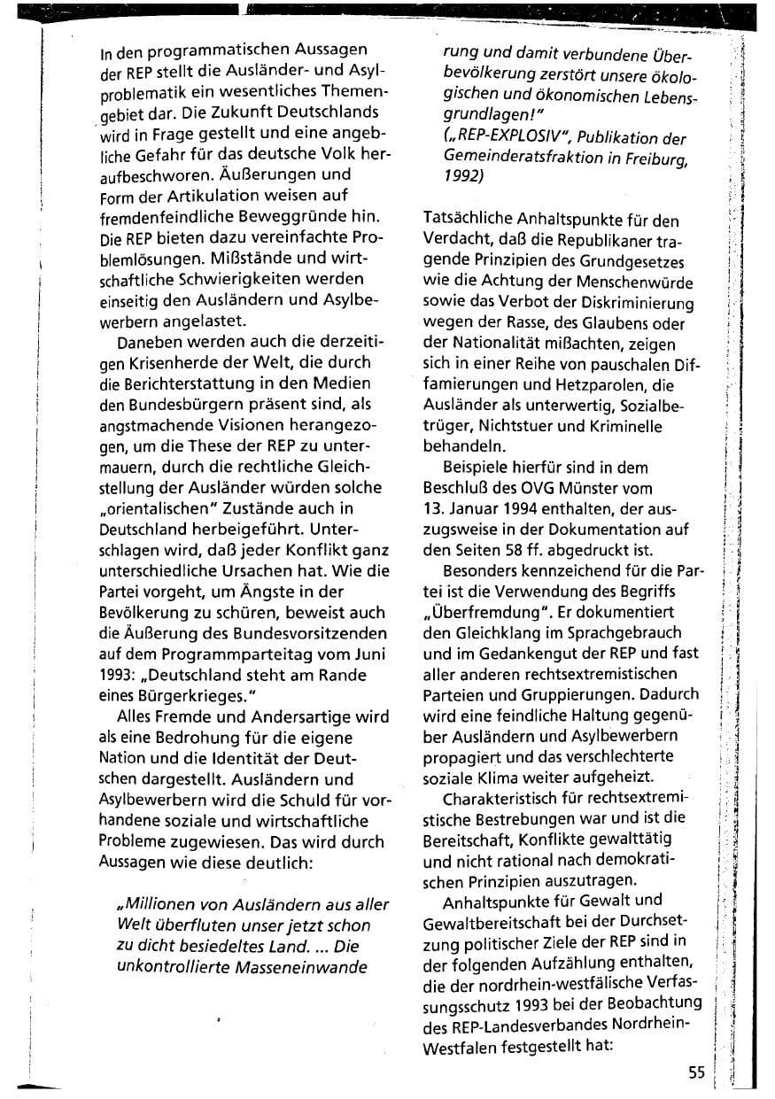 Seite 55 des Verfassungsschutzbericht 1993 Niedersachsen