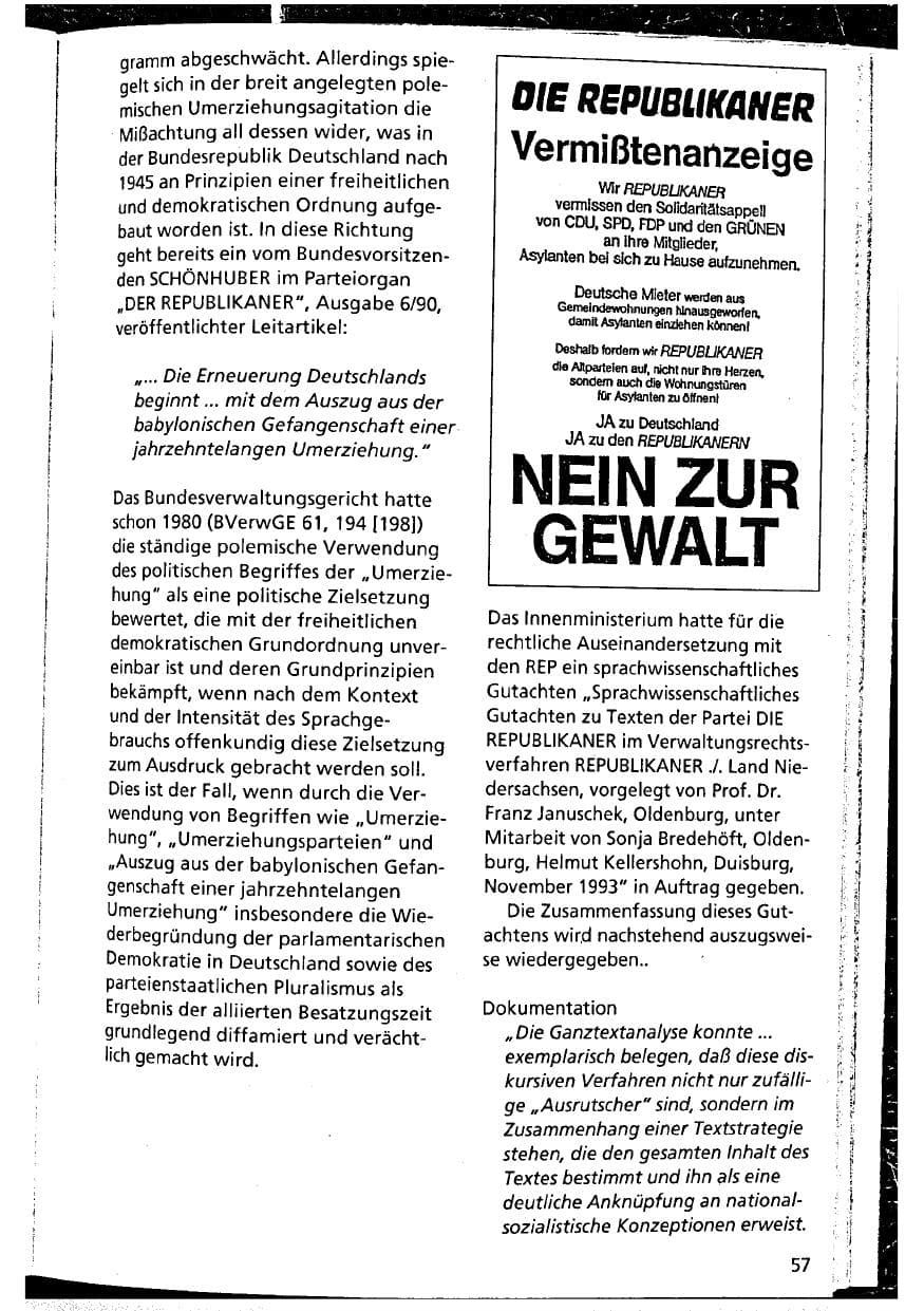 Seite 57 des Verfassungsschutzbericht 1993 Niedersachsen