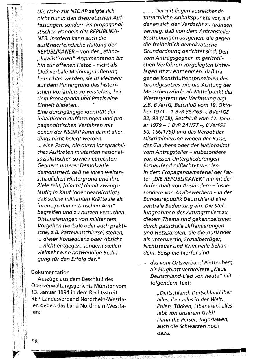 Seite 58 des Verfassungsschutzbericht 1993 Niedersachsen