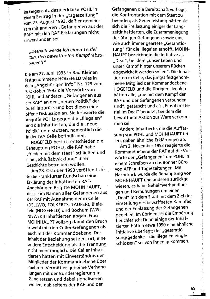 Seite 65 des Verfassungsschutzbericht 1993 Niedersachsen