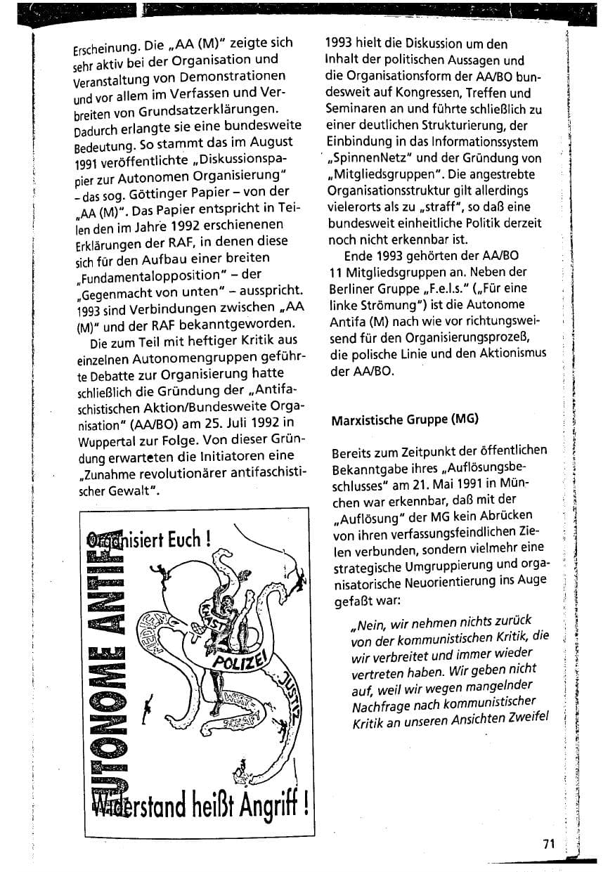 Seite 71 des Verfassungsschutzbericht 1993 Niedersachsen