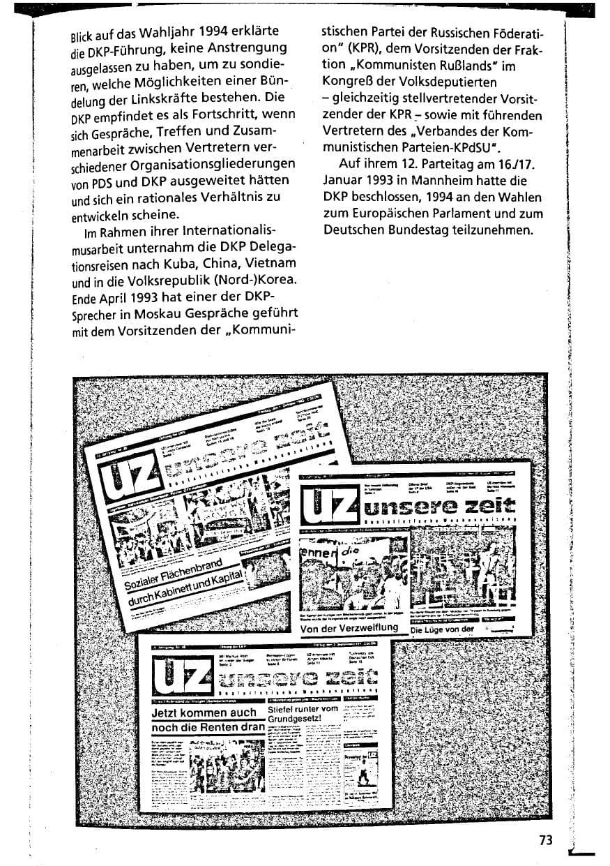 Seite 73 des Verfassungsschutzbericht 1993 Niedersachsen