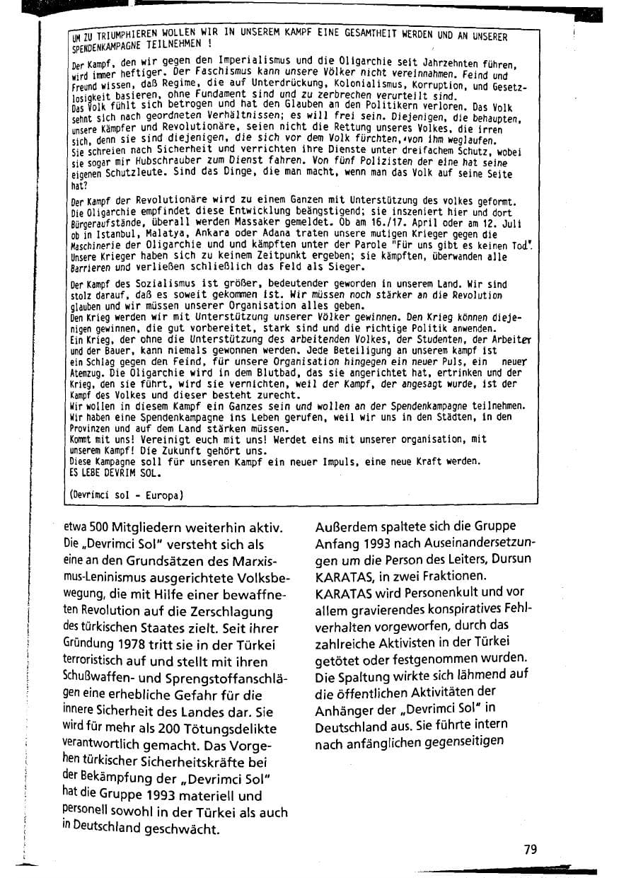 Seite 79 des Verfassungsschutzbericht 1993 Niedersachsen