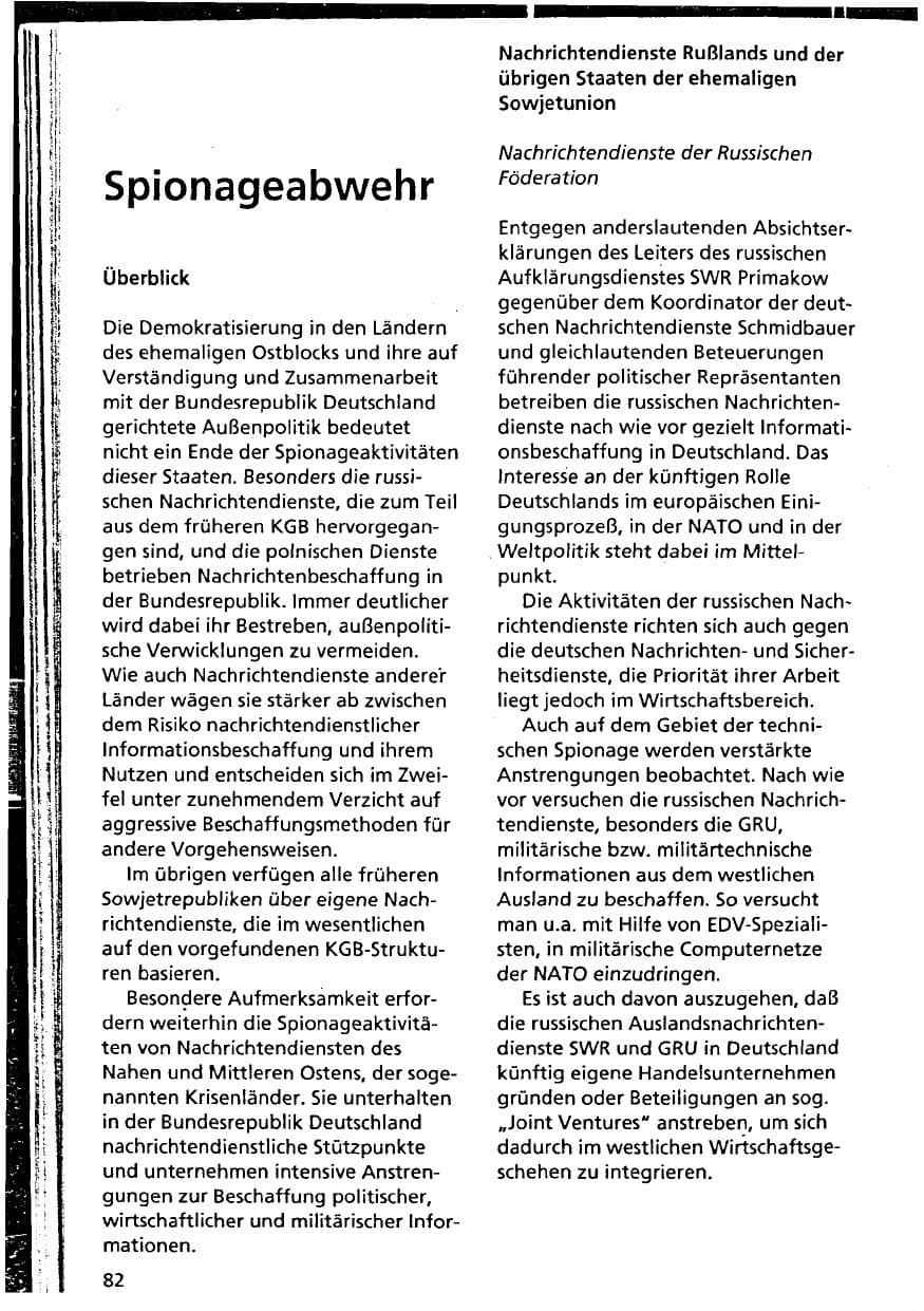Seite 82 des Verfassungsschutzbericht 1993 Niedersachsen