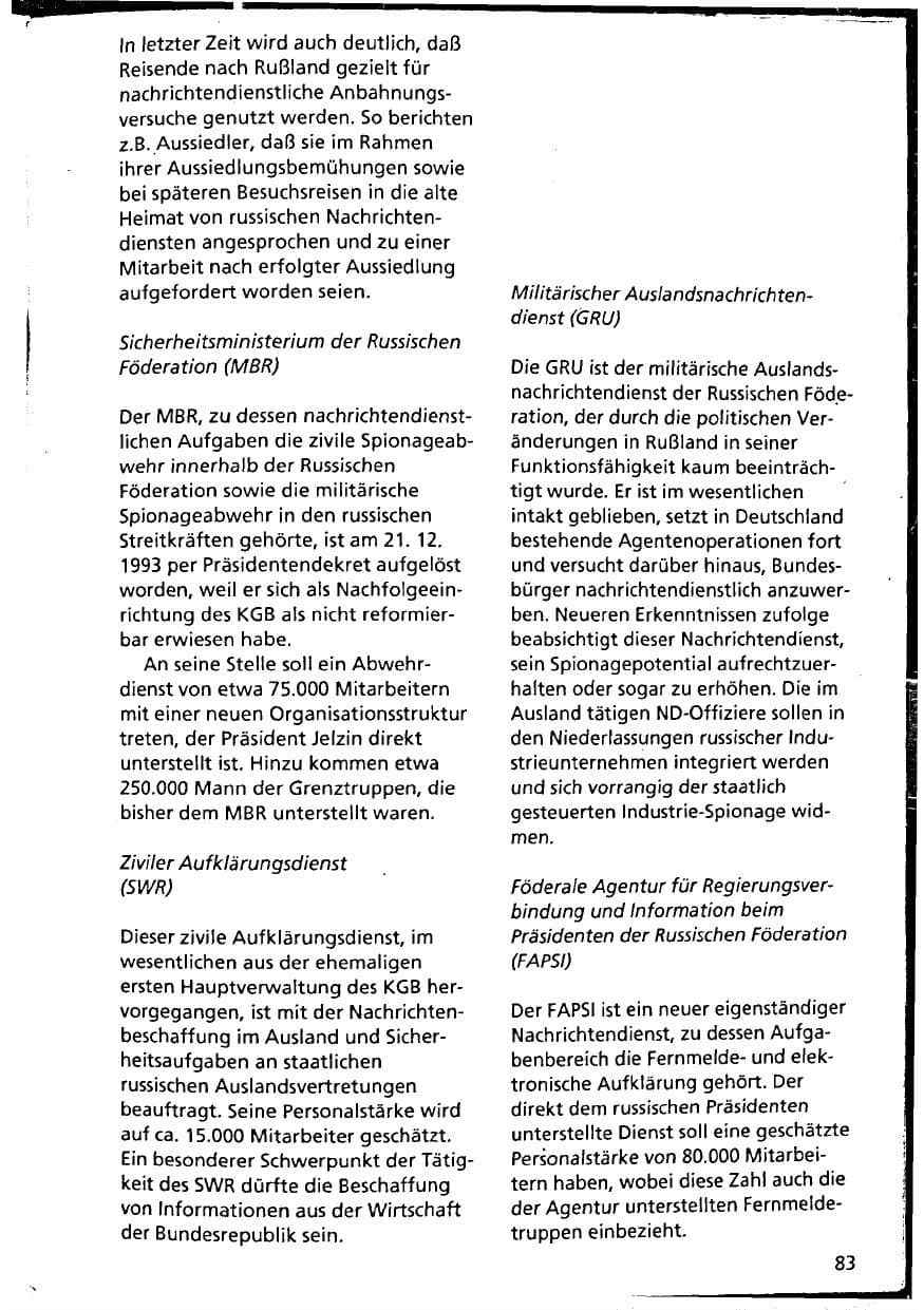 Seite 83 des Verfassungsschutzbericht 1993 Niedersachsen