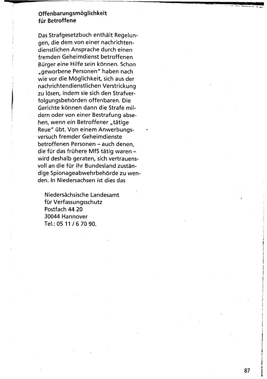 Seite 87 des Verfassungsschutzbericht 1993 Niedersachsen