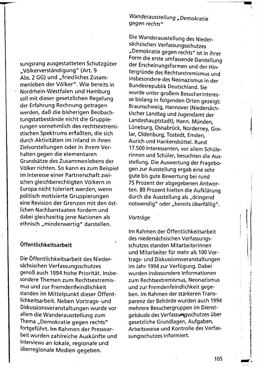 Seite 105 des Verfassungsschutzbericht 1994 Niedersachsen