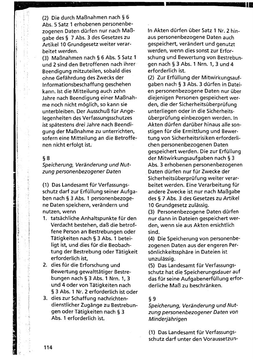 Seite 114 des Verfassungsschutzbericht 1994 Niedersachsen