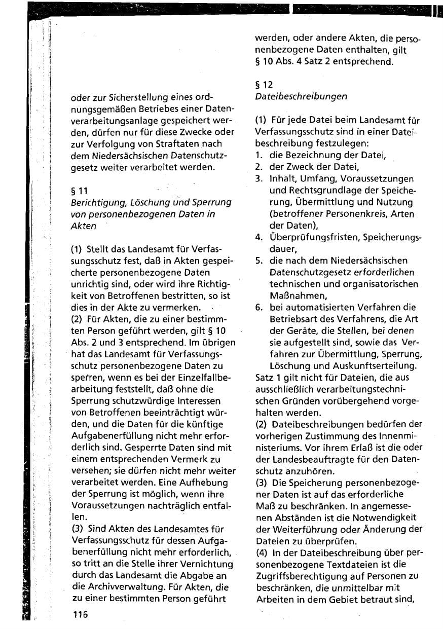 Seite 116 des Verfassungsschutzbericht 1994 Niedersachsen