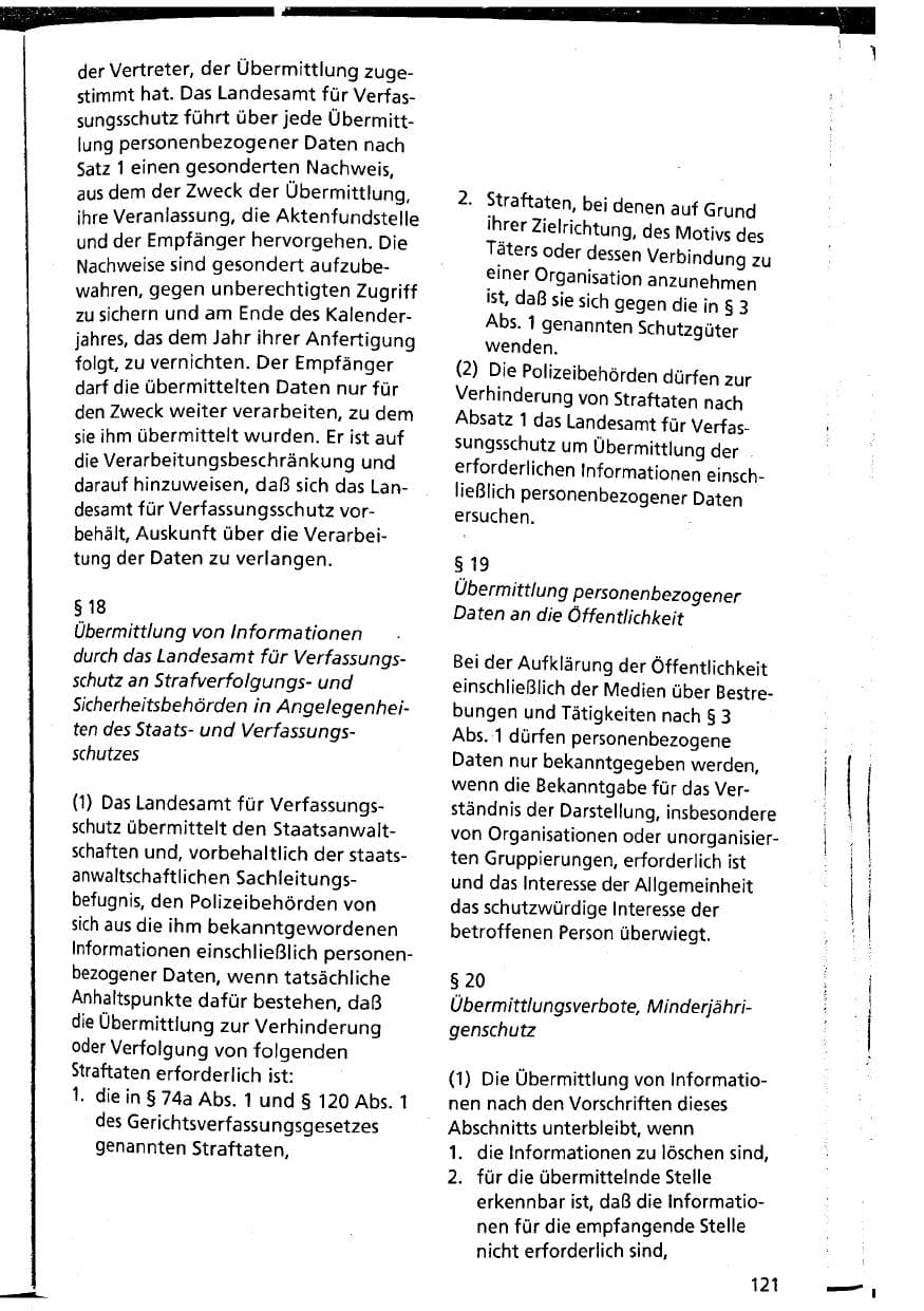 Seite 121 des Verfassungsschutzbericht 1994 Niedersachsen