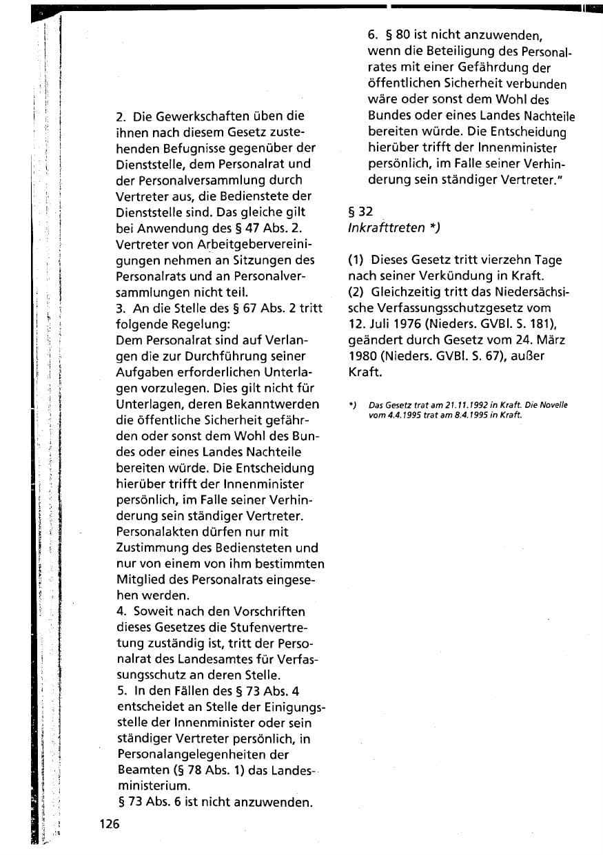 Seite 126 des Verfassungsschutzbericht 1994 Niedersachsen