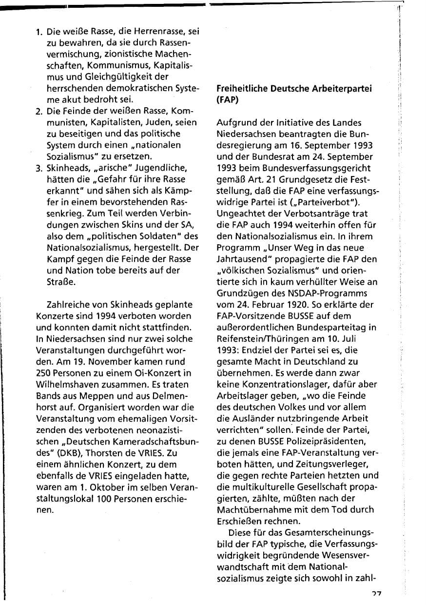 Seite 27 des Verfassungsschutzbericht 1994 Niedersachsen