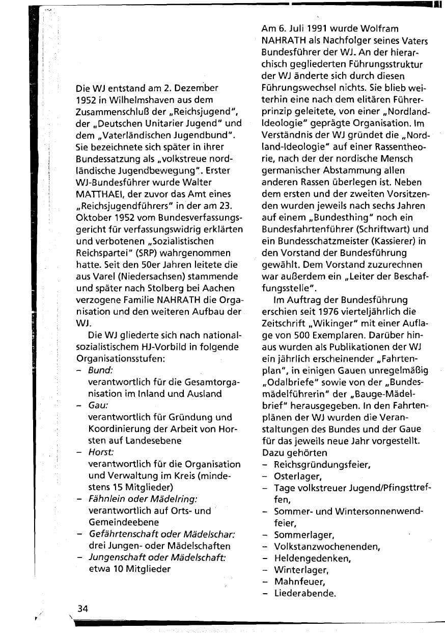 Seite 34 des Verfassungsschutzbericht 1994 Niedersachsen