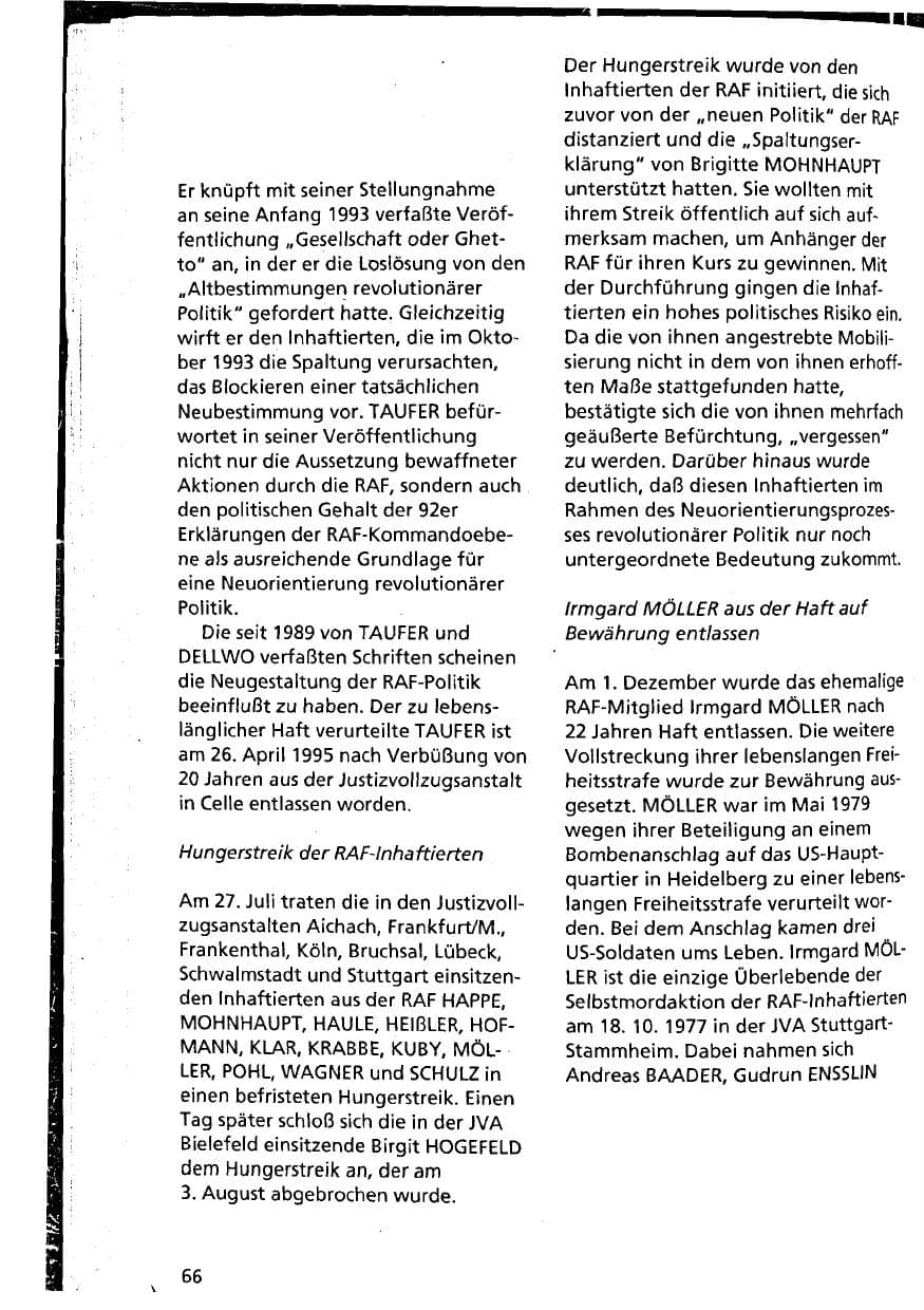 Seite 66 des Verfassungsschutzbericht 1994 Niedersachsen