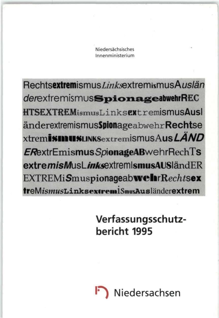 Seite 1 des Verfassungsschutzbericht 1995 Niedersachsen