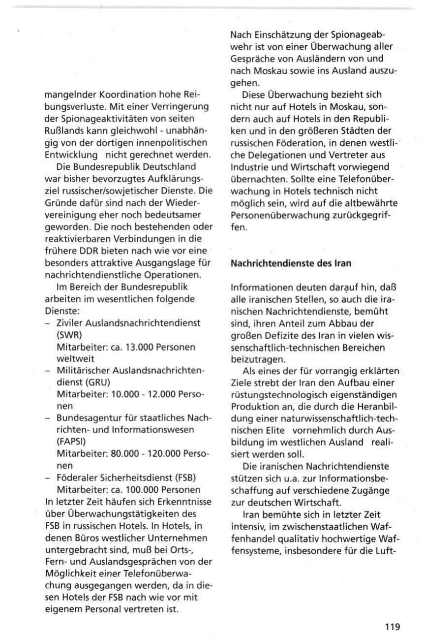 Seite 119 des Verfassungsschutzbericht 1995 Niedersachsen