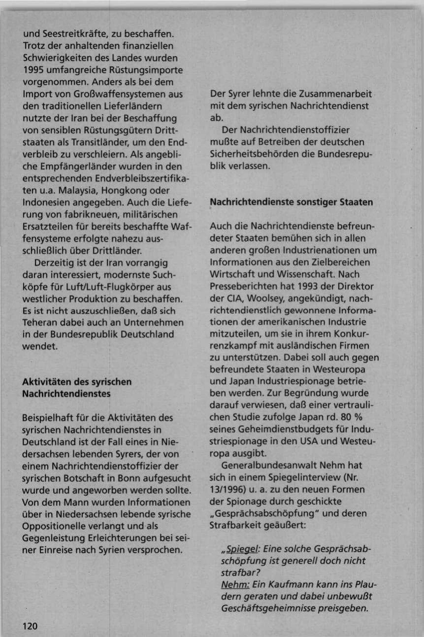 Seite 120 des Verfassungsschutzbericht 1995 Niedersachsen