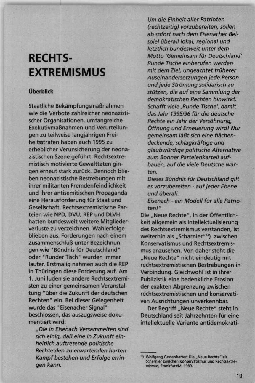 Seite 19 des Verfassungsschutzbericht 1995 Niedersachsen