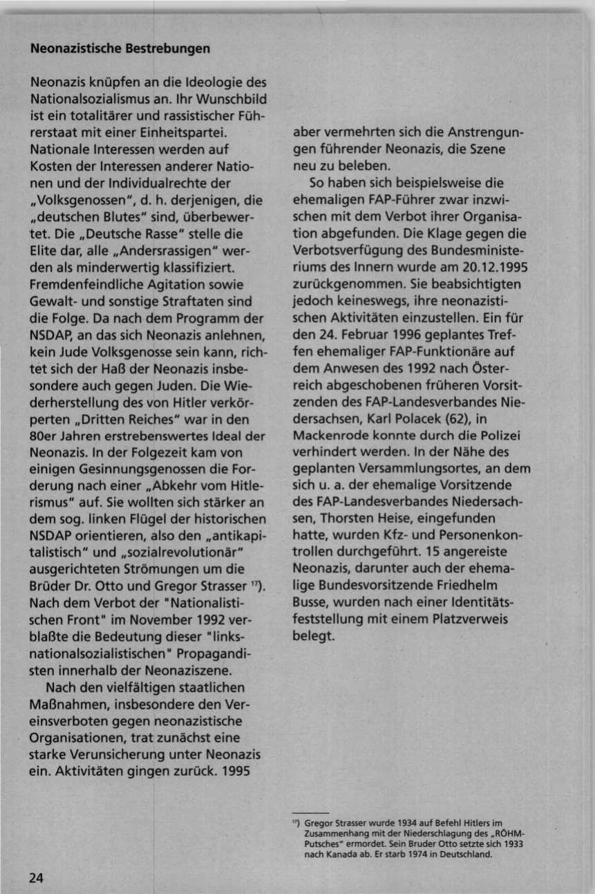 Seite 24 des Verfassungsschutzbericht 1995 Niedersachsen