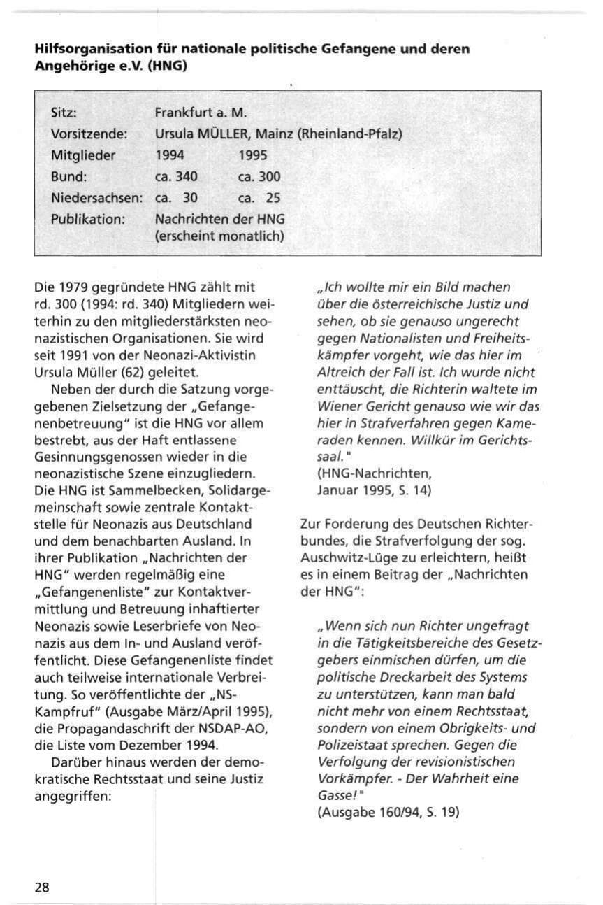 Seite 28 des Verfassungsschutzbericht 1995 Niedersachsen