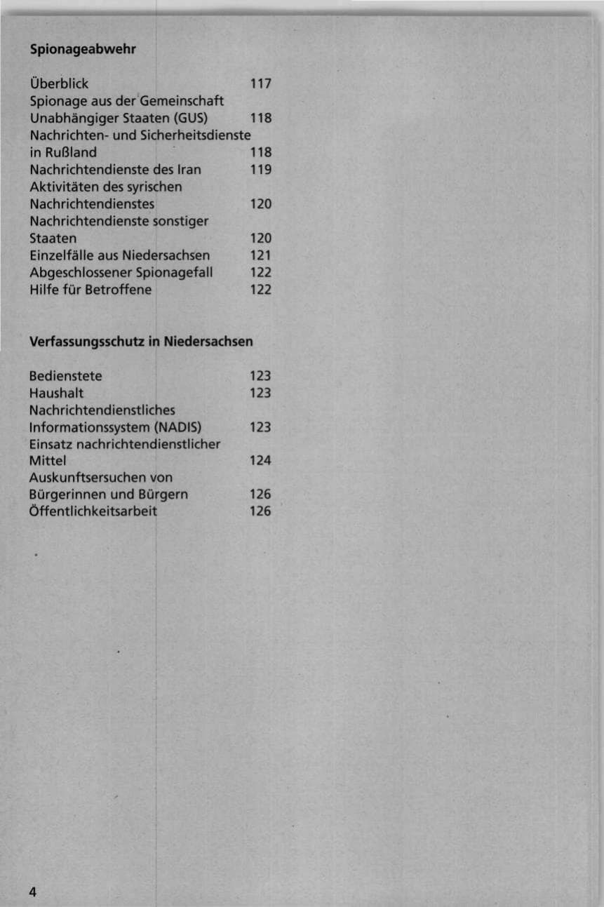 Seite 4 des Verfassungsschutzbericht 1995 Niedersachsen