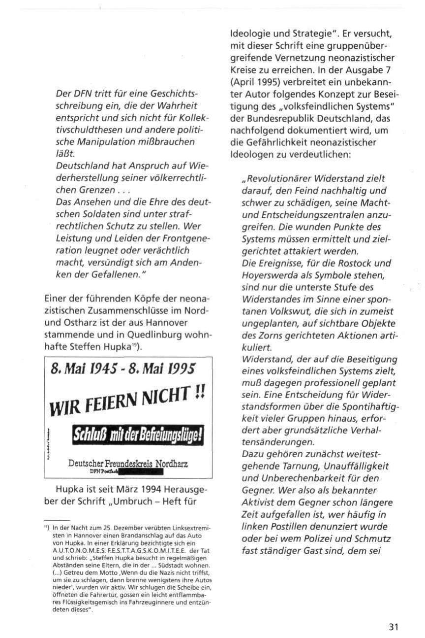 Seite 31 des Verfassungsschutzbericht 1995 Niedersachsen