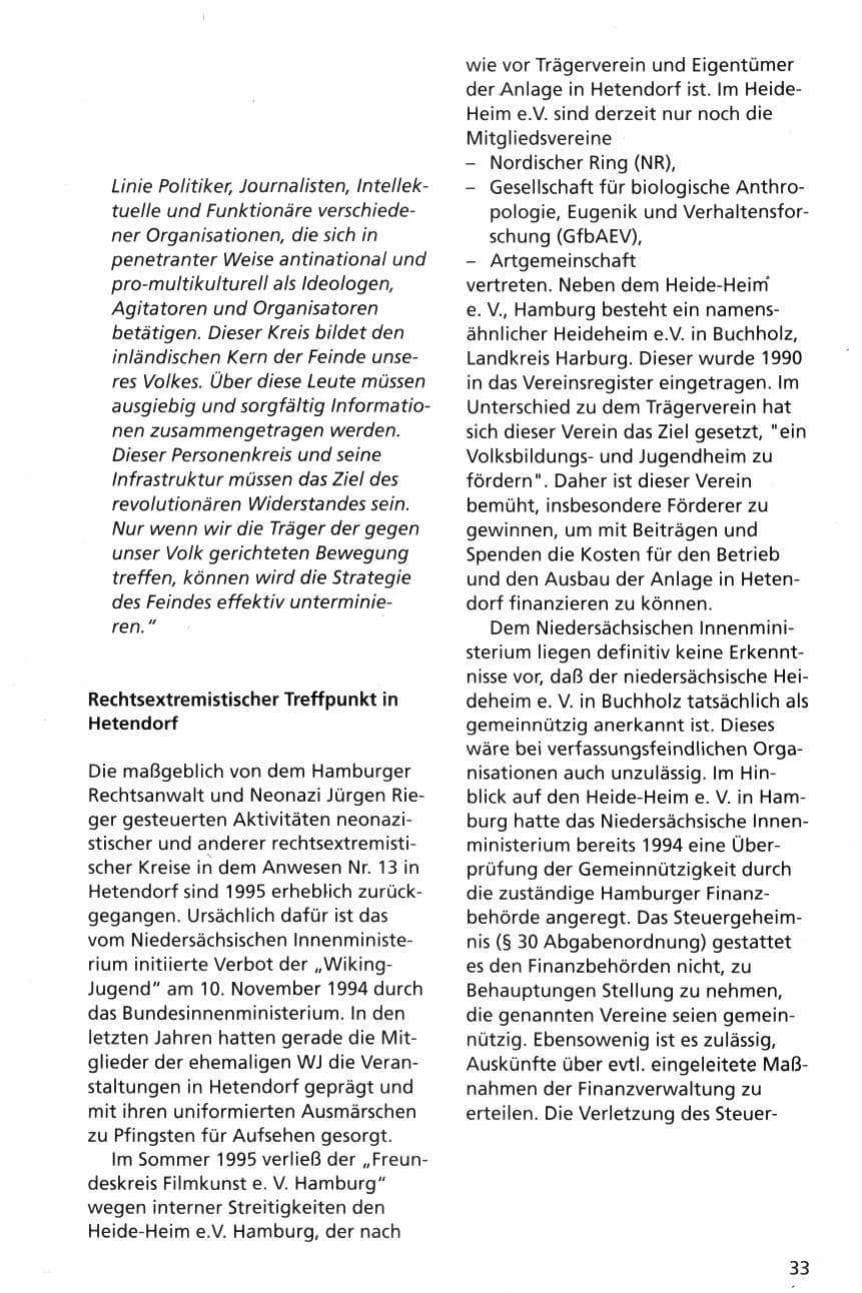 Seite 33 des Verfassungsschutzbericht 1995 Niedersachsen