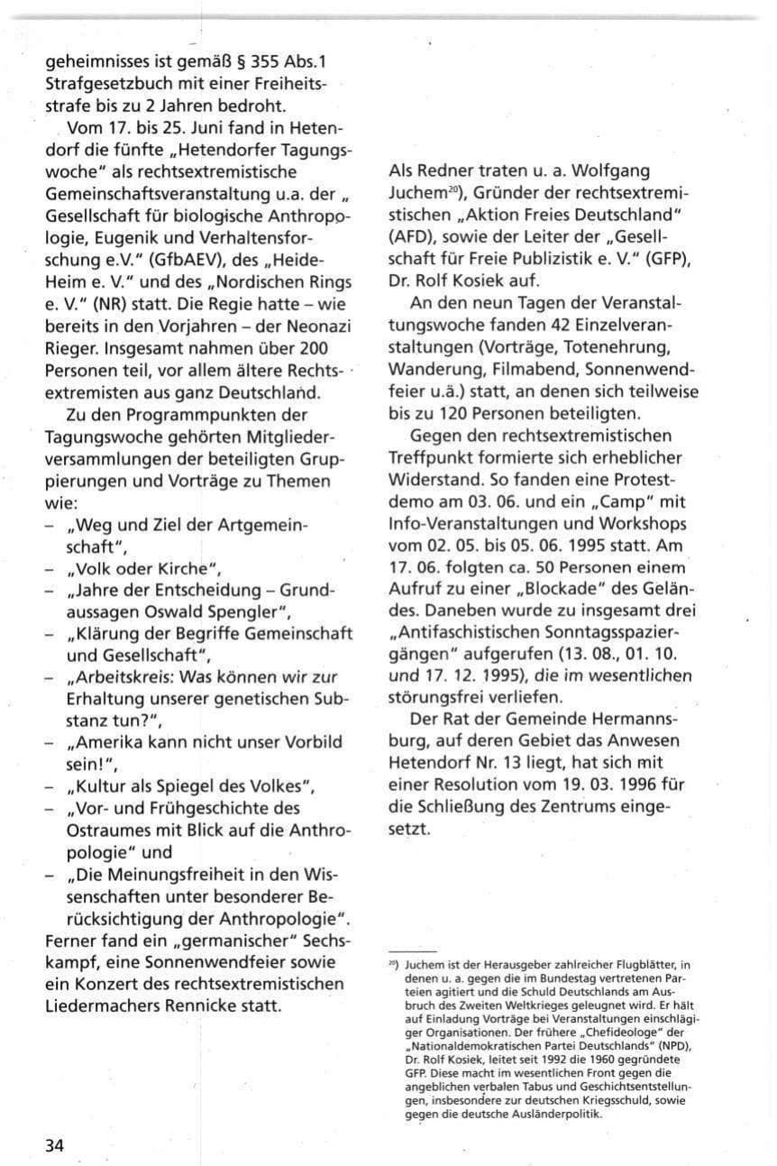 Seite 34 des Verfassungsschutzbericht 1995 Niedersachsen