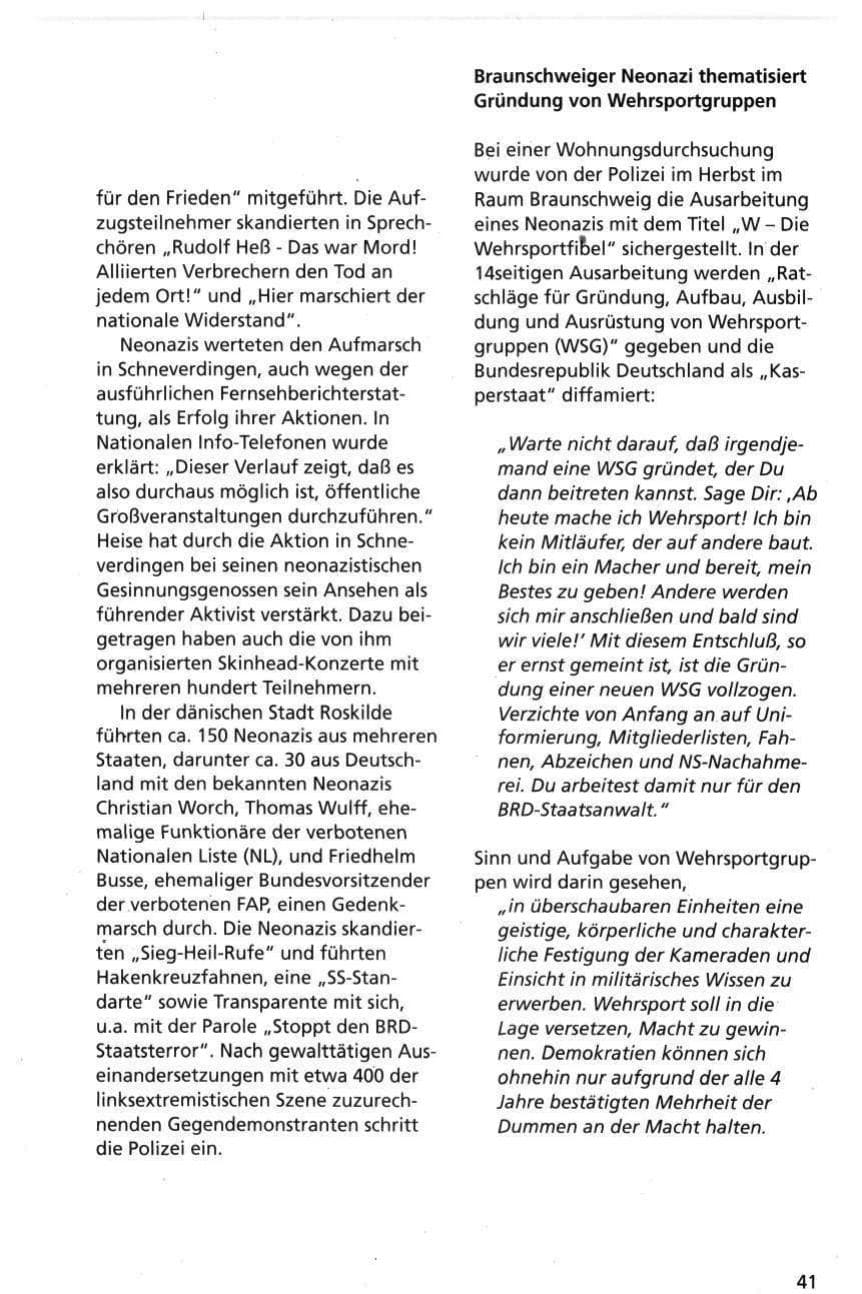 Seite 41 des Verfassungsschutzbericht 1995 Niedersachsen