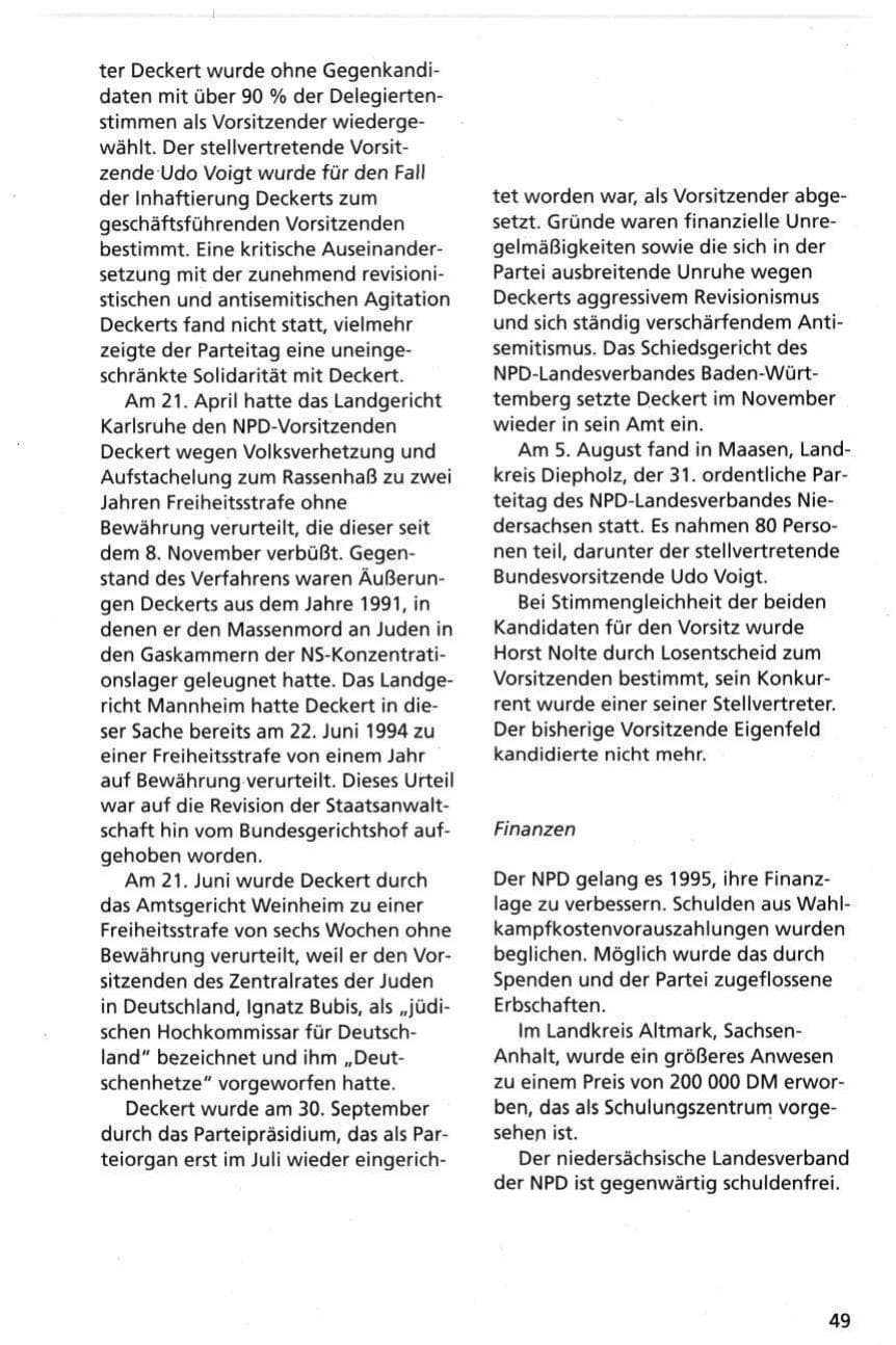 Seite 49 des Verfassungsschutzbericht 1995 Niedersachsen