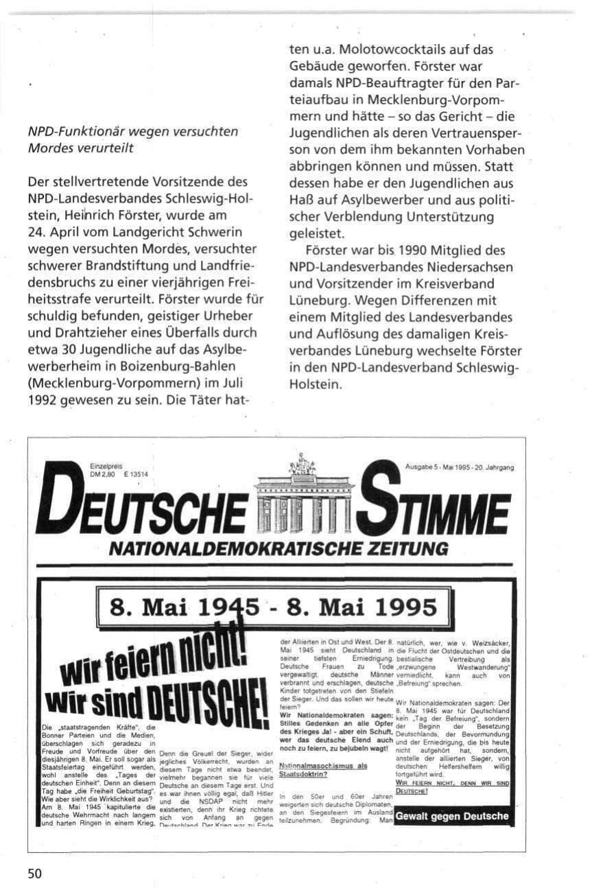 Seite 50 des Verfassungsschutzbericht 1995 Niedersachsen