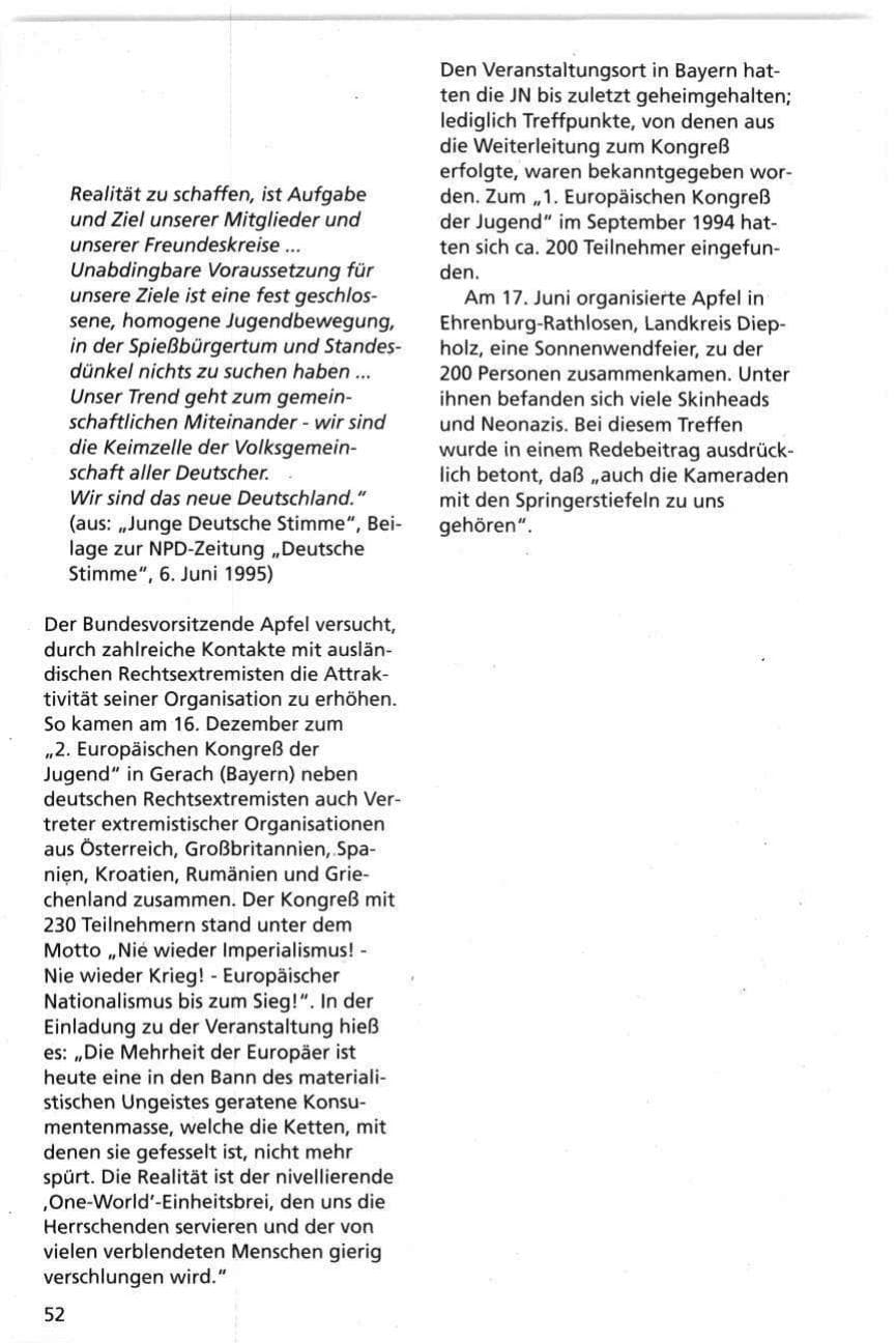 Seite 52 des Verfassungsschutzbericht 1995 Niedersachsen