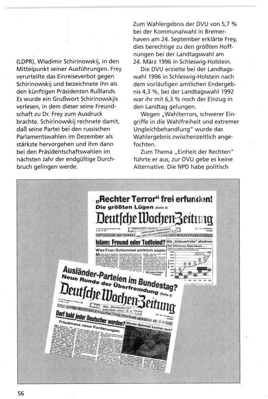 Seite 56 des Verfassungsschutzbericht 1995 Niedersachsen