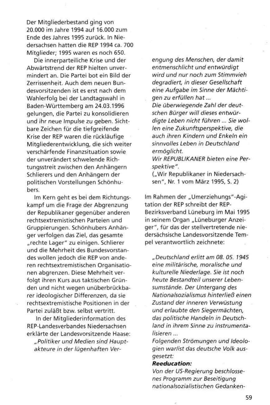 Seite 59 des Verfassungsschutzbericht 1995 Niedersachsen