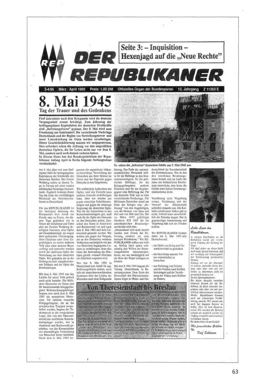 Seite 63 des Verfassungsschutzbericht 1995 Niedersachsen